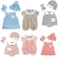 DC-BEAUTIFUL 6 Set Clothes Gift for Infant, Girl Baby, 14 Inch -18 Inch Includes Doll Outfits Dress Hat Socks, Total 14 Pcs Onesies Clothes Pajamas Costumes.