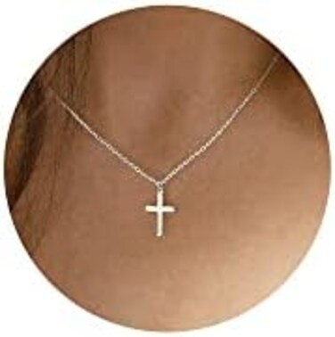Tewiky 18k Gold/Silver Plated Simple Evil Eye Turquoise Cross Pendant Choker Necklace Simple Tiny Necklace for Women Girls.