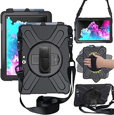 DreamerX Microsoft Surface Go 4/ Surface Go 3/ Surface Go 2 10. 5"/ Surface Go 10 Inch Case, Heavy Duty Rugged Shockproof Kids Friendly Hybrid Silicone Case W/Stand Hand Strap Carrying Shoulder Strap.