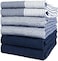 Bumble Towels Kitchen Hand Dish Tea &ndash; Bulk Set of 6 &ndash; Luxe, Soft, Durable Ring Spun Cotton with 3 Different Textures &ndash; Extra Large 20" x 28" / 50 x 70 cm Size (Blue.
