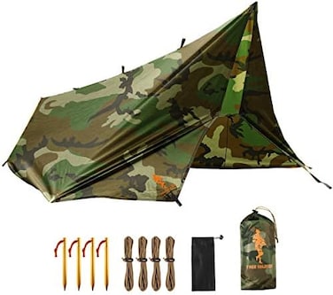 FREE SOLDIER Waterproof Portable Tarp Multifunctional Outdoor Camping Traveling Awning Backpacking Tarp Shelter Rain Tarp (Camo.