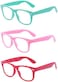 ALWAYSUV 3 Pack Blue Light Computer Reading/Gaming Blocking Glasses Transparent Lens Eyewear For Kids, Set2, Medium.