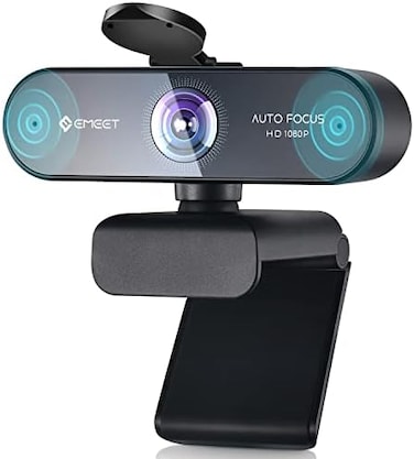 EMEET HD Webcam 1080P, USB Webcam with Privacy Cover2 Noise-Canceling Mics, Fast AutoFocus, Nova 96FOV Wide Angle Webcam, PlugPlay Camera for Computer for Zoom/Skype, Meeting/Online Classes.