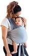 MOBY Easy Wrap InwardOutward-Facing Baby Carrier Sling, Sturdy Buckles, Hands-Free Mobility, Premium Quality Design To Carry Infants Up To 33 lbs, Washable, 100% Cotton, Grey.