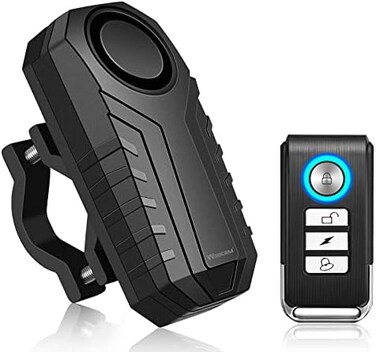 WSDCAM Anti-Theft Bike Alarm with Mount, 113dB Burglar Vibration Motorcycle Bicycle Alarm Security System Waterproof Cycle Bike Alarm with Remote.
