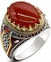 Qida S925 Sterling Silver Onyx Ring for Men Natural Agate Stone Ring Cool Turkish Handmade Luxury Jewelry.