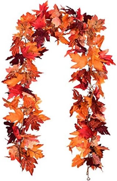 DearHouse 2 Pack Fall Garland Maple Leaf Hanging Vine Garland Artificial Autumn Foliage Garland Thanksgiving Decor for Home Wedding.