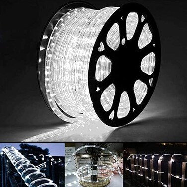 Jnaurb 100ft LED Rope Lights Outdoor, 720 LED Connectable and Flexible Tube Lights with 8 Modes, Waterproof LED Rope Lighting for Garden, Patio, Bedroom, Party, Pool, Indoor Outdoor Xmas Decoration (W