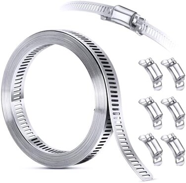 Steelsoft Stainless Steel Hose Clamp System, Custom, Odd Sizes 3''-37''Diameter, 9. 8 FT Band6 Fasteners, Super Easy to Use for Ductwork, Muffler, Pole Mount, Metal Strapping.