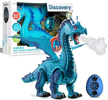 Discovery Kids RC Dragon Smoke Breathing Pet Toy, Infrared Remote-Controlled Walking and Flapping Wings, Light Up Dragon Roars and Growls.