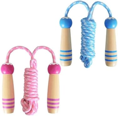 Lorvain Jump Rope for Kids Adjustable, Lorvain Kid Jump Ropes for Girls Boys Skipping Rope for Kids with Wooden Handle Cotton Braided Outdoor Fun Activity for Exercise Fitness Children Students Presch