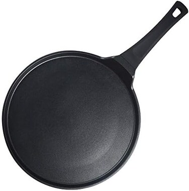 S&middot;KITCHN Crepe Pan Nonstick Die-cast Aluminum Non-stick Induction Compatible Flat Tawa Griddle - 12. 6 Inches.