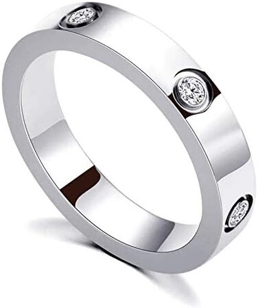 PDWZNBA Love Friendship Ring 18K Gold Silver Rose Plated Cubic Zirconia Stainless Steel Promise Ring Wedding Band Jewelry Birthday Gifts for Women.