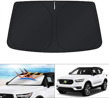 KUST Windshield Sun Shade for 2019 2020 2021 Volvo XC40 Accessories Sunshade Foldable Sun Visor Protector Blocks UV Rays Keep Your Car Cooler - Silver,Black.