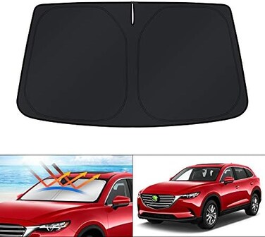 KUST Windshield Sun Shade for Mazda CX-9 2016-2024 CX9 Accessories Sunshade Window Sun Visor Protector Foldable Blocks UV Rays Keep Your Car Cool.