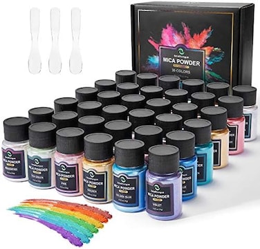 Smalltongue Mica Powder for Epoxy Resin, 36 Colors, 0. 35 oz(10gBottles Mica Glitter, Pigment for Lip Gloss, Soap Making, Bath Bomb, Art Crafts, Resin Dye, Nails.