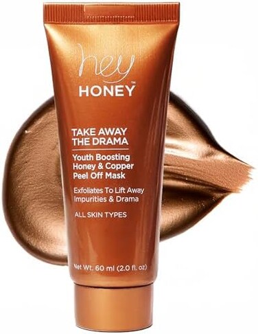 Hey Honey Skincare Take Away The DramaAge Defying HoneyCopper Exfoliating Peel-Off Facial MaskSkin BritgthningElasticity Boost, All Skin Types2 Oz.