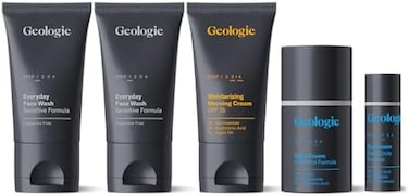 Geologie Sensitive Skincare Set for MenWomen3-Month GentleEffective Daily Skin RoutineAcne, Oily Skin, Dark SpotsFace Wash 2-Pack, Retinol Face Cream, SPF15 MoisturizerEye Cream.