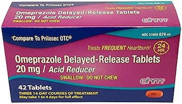 Ohm Omeprazole Tablets, Delayed-Release Tablets, 20mg Acid Reducer, 42 Tablets.