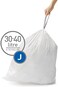 simplehuman Code J 100 Count, Genuine Custom Fit Liners, Drawstring Trash Bags in Dispenser Packs, 30-45 Liter / 8-12 Gallon, White.