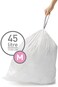 simplehuman Code M 100 Liners, 50% Recycled Custom Fit Bin Bags in Dispenser Packs with Durable Drawstring Tie Handle, 45L, White.