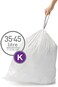 simplehuman Code K Custom Fit Drawstring Trash Bags in Dispenser Packs, 100 Count, 35-45 Liter / 9-12 Gallon, White.