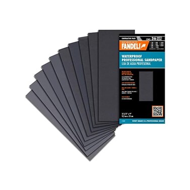 Fandeli Waterproof SandpaperAssortment of Grits from 120 to 250036 Sheets 23 x 9,3 cmFor Car Polishing, Wood Furniture Sanding and Metal SandingWater Resistant.