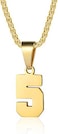 Susook Number Necklaces Personalized Necklaces 18K Gold Plated Initial Number Pendant Stainless Steel Chain Sports Necklaces for Men Women.