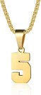 Susook Number Necklaces Personalized Necklaces 18K Gold Plated Initial Number Pendant Stainless Steel Chain Sports Necklaces for Men Women.