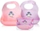 NatureBond Waterproof Baby Bibs, Silicone Weaning Bibs for BabiesToddlers, Set of 2 w/Carry Pouch (Cotton Candy PinkMacaron Lavender.