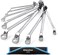 DURATECH Offset Box Wrench Set, Metric, 9-Piece, 6-23mm, 75-Degree, Chrome Vanadium Steel Construction with Rolling Pouch.