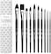 ARTEGRIA Watercolor Brush Set - 10 Professional Watercolor Paint Brushes for Artists - Soft Synthetic Squirrel Hair, Short Handles - Pointed Rounds, Flats, Dagger, Oval Wash for Water Color, Gouache.