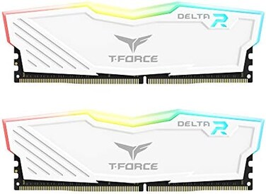 TEAMGROUP T-Force Delta RGB DDR4 16GB (2x8GB3600MHz (PC4-28800CL18 Desktop Gaming Memory Module Ram TF4D416G3600HC18JDC01 - White.
