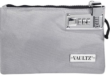 حقيبة نقود Vaultz مزودة بقفل - 5 × 8 بوصات، حقيبة ملحقات قابلة للقفل للرجال والنساء للنقود والودائع المصرفية والمحفظة والأدوية والهاتف وبطاقات الائتمان - رمادي.