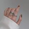 Aimimier Gothic S925 Knuckle Rings Set 2Pcs Smiley Finger Ring with Chain Tassel Half Open Midi Ring for Women or Men.
