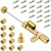 WADEO Valve Core Remover Installer Tool with Dual Size SAE 1/45/16 Port, 20 PCS Valve Cores with Teflon Seal and 10 PCS Brass Nuts, Compatible with R22 R12 R407 R410 R404 R32 R600 A/C.