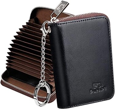 FurArt Credit Card Wallet, Zipper Card Cases Holder for Men Women, RFID Blocking, Keychain Wallet, Compact Size.