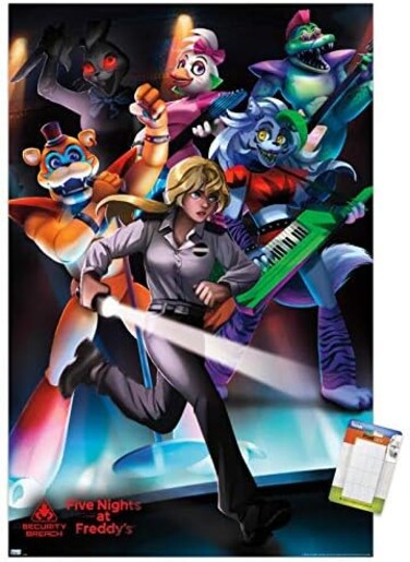 Trends International Five Nights at Freddy's: Security Breach - Group Wall Poster, 22. 375" x 34", PosterMount Bundle.