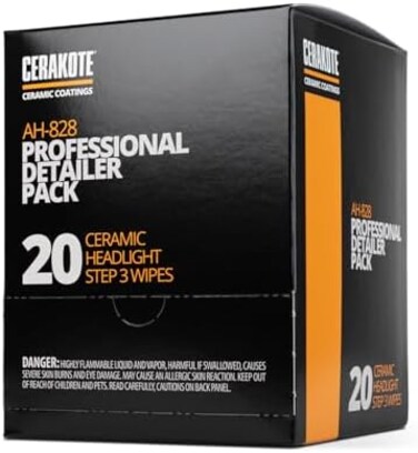 CERAKOTE Ceramic Headlight Restoration Professional Detailer Pack (20 Ceramic Wipes- Brings Headlights Back to Like New Condition - Step 3 Only.