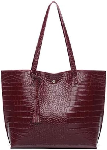 Dreubea Women's Soft Faux Leather Tote Shoulder Bag from Dreubea, Big Capacity Tassel Handbag.