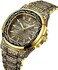 HUNRUY Retro Watches for Men Quartz Watches Tattoo Pattern Carved Stainless Steel Bracelet Waterproof Wrist Watch.