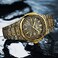 HUNRUY Retro Watches for Men Quartz Watches Tattoo Pattern Carved Stainless Steel Bracelet Waterproof Wrist Watch.