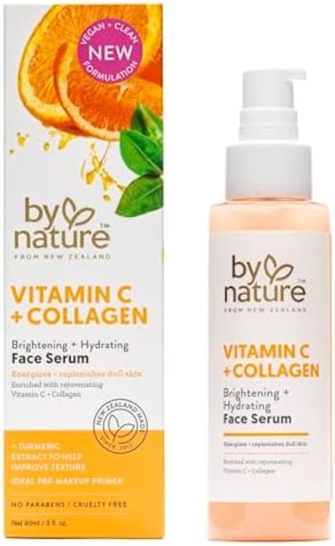 By Nature Vitamin CCollagen Face Serum - Restore and Energize Tired Skin with Brightening Vitamin C, Plumping Collagen, Plus Texture Enhancing Turmeric - Premium Skin Care Serum for Face - 3fl. oz.