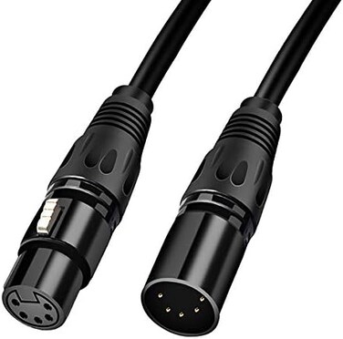 HOSONGIN 5 PIN XLR DMX Cable Adapter 20 Feet, DMX512 5PIN XLR Male to Female 5-PIN DMX Cable.