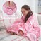 softan Wearable Fleece Blanket with SleevesFoot Pocket for Kids Boys Girls Children,Lightweight Soft Blanket with Sleeves and HookLoop 55" x 48" Pink Unicorn.