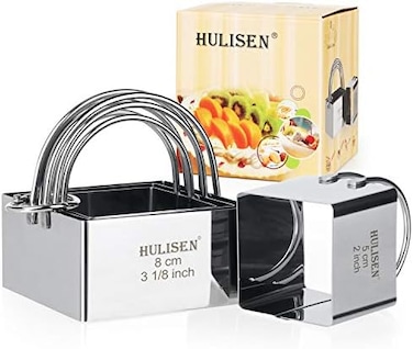 HULISEN Square Biscuit Cutter Set (4 Pieces/ Set, Stainless Steel Cookies Cutter with Handle, Professional Baking Dough Tools (Square.