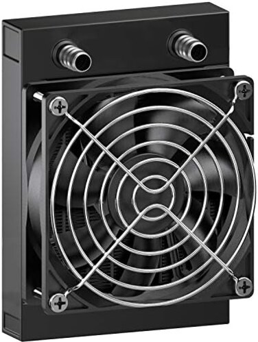 Clyxgs Water Cooling Radiator, 8 Pipe Aluminum Heat Exchanger Radiator with Fan for PC CPU Computer Water Cool System DC12V 80mm Black.