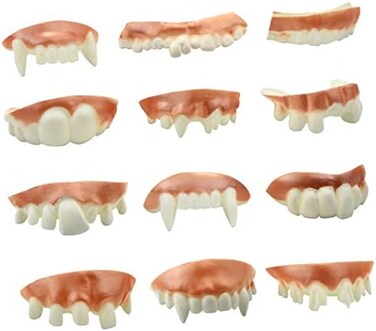 Marrywindix 12 Pieces Gnarly Teeth Gag Teeth Ugly Fake Teeth Vampire Denture Teeth for Halloween Costume Party Favors Photos Props (12 Styles.