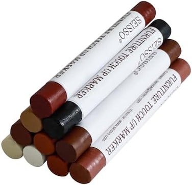 SEISSO Wood Filler Sticks, Furniture Wax Crayons for Scratches, 10 Pcs Wood Floor Repair Wax Filler Sticks, Touch Up Wax Sticks Repair Kit for Scratches, Holes, Floor, Laminate, Carpenters.