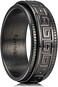 King Will 8mm Black Spinner Stainless Steel Ring Fidget Ring Anxiety Ring for Men Greek Key Pattern.